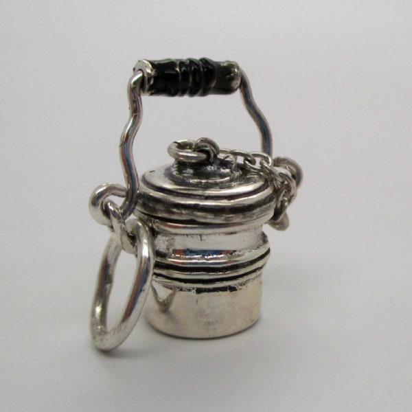 COAL MINING CHARM, Coal Miners Charm, Lunch Bucket, Lunch Pail, Coal Miners Daughter, Mine Your Manners, Sterling Silver, Charms, Vintage