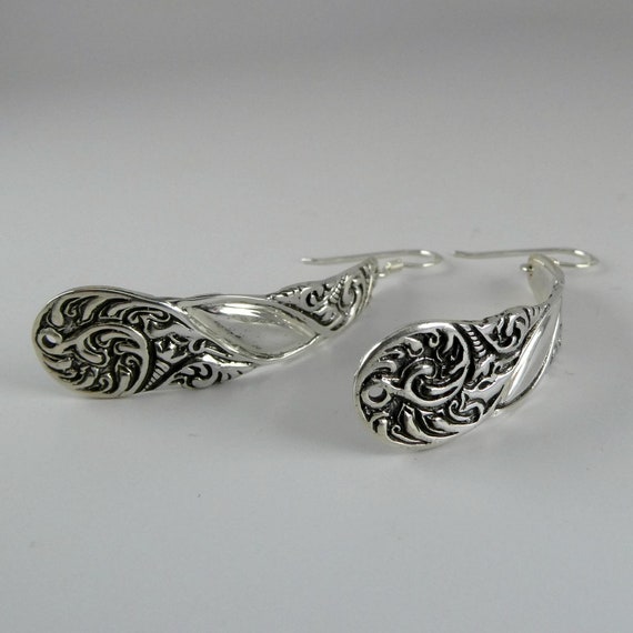 Casual Elegance Sterling Silver Scroll Design Ear… - image 1