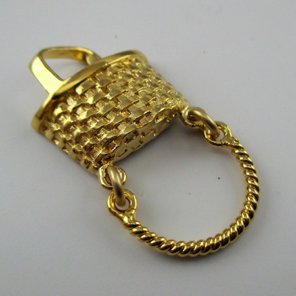 BASKET CHARM HOLDER, Basket Necklace, Basket Pendant, Charm Necklace, Sterling Silver, Gold Vermeil, Appalachian Basket, Woven, Grandma Gift