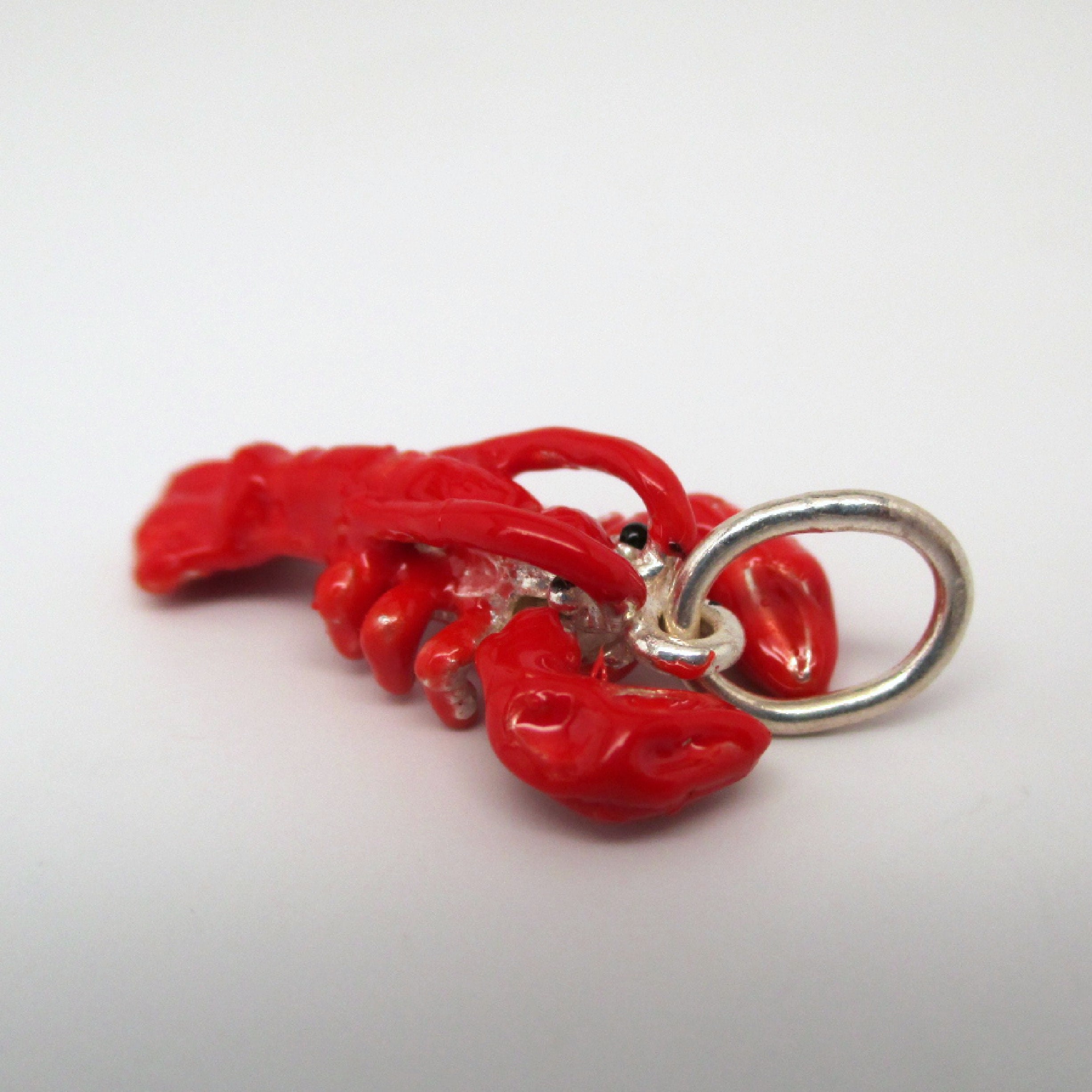 LOBSTER CHARM Lobster Pendant Red Sterling Silver Lobster Etsy