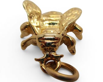 Sterling Silver Gold Vermeil Bee Charm for Bracelet Insect Jewelry Vintage New