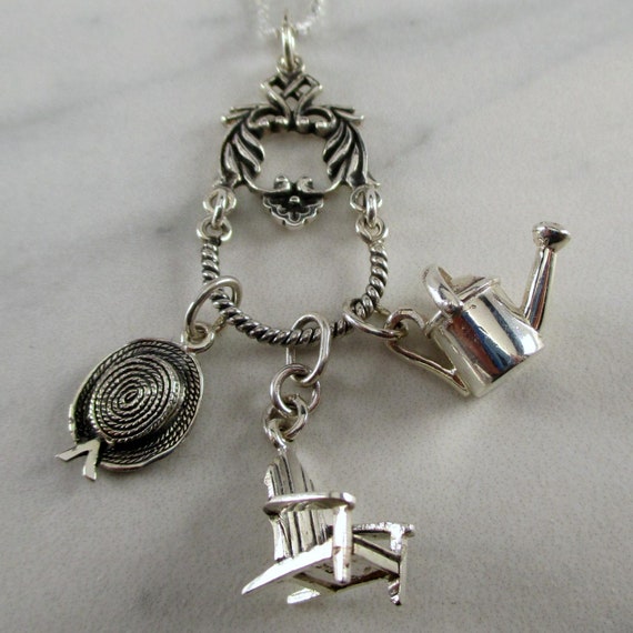 SEASHORE, Charm Necklace, Charm Holder, Victorian Style, Summer Hat, Beach  Chair, Watering Can, Charm, Necklace, Pendant, Summer Jewelry 