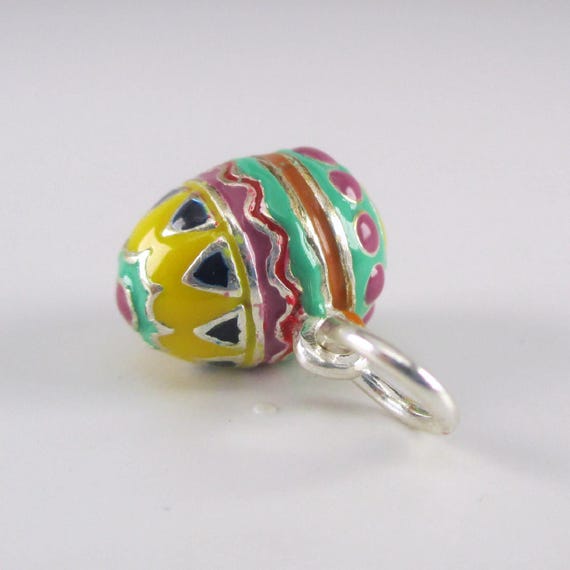 Sterling Silver Enamel Easter Egg Charm, Spring J… - image 4