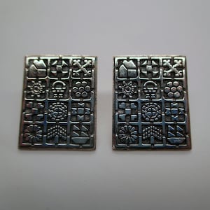 QUILT EARRINGS, Quilt Patterns, Post Earrings, Stud Earrings, Silver Earrings, Sterling Silver, Earrings, Quilting Gift, Gift for Quilter
