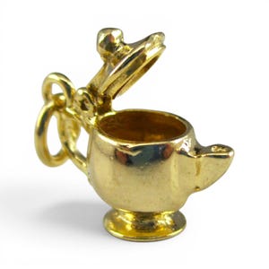 Sterling Silver Short & Stout Teapot Charm Movable Gold Vermeil Vintage Tea Gift
