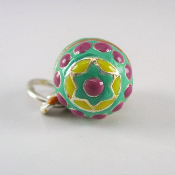 Sterling Silver Enamel Easter Egg Charm, Spring J… - image 3