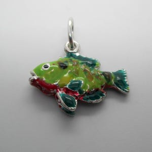 SUNFISH CHARM, Fish Gift Ideas, Fish Charm, Sterling Silver, Charms, Bluegill, Enamel, Fisherman Gift, Fishing Gift, Fish Necklace, Pendant
