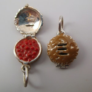 PIE CHARM, Blueberry Pie, Cherry Pie, Sterling Silver, Charms, Pie Pendant, Pie Necklace, Charm Bracelet, Enamel Charms, Food Charms, Cute