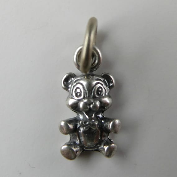 Tiny Sterling Silver Teddy Bear Charm: Jewelry Pe… - image 1