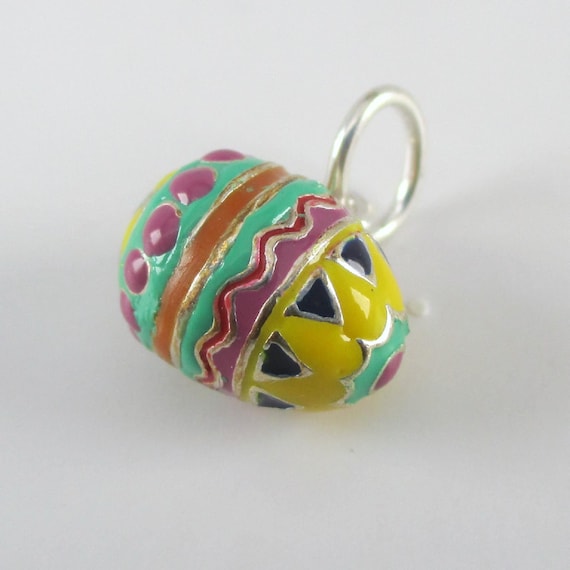 Sterling Silver Enamel Easter Egg Charm, Spring J… - image 6