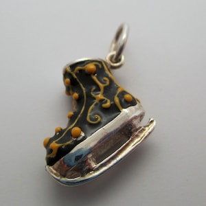ICE SKATES, Charms, Figure Skating, Ice Skating, Sterling Silver, Victorian, Enamel Charms, Silver Charms, Ice Skater, Necklace, Pendant