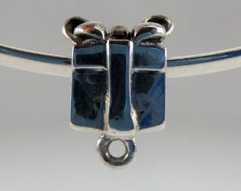 Sterling Silver Present Charm with Dangle Hanger