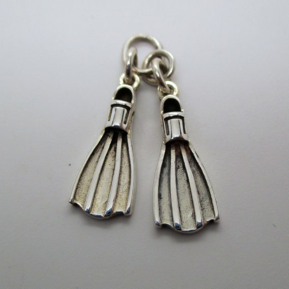 Swim Fins Flippers Charm Sterling Silver Swim Fins Flippers Charm Sterling Silver
