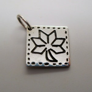 MAPLE LEAF,  Quilt Pattern, Quilt Charm, Silver Quilt, Quilt Pendant, Quilt Block, Quilt Square, Quilt Jewelry, Canada, Sterling Silver