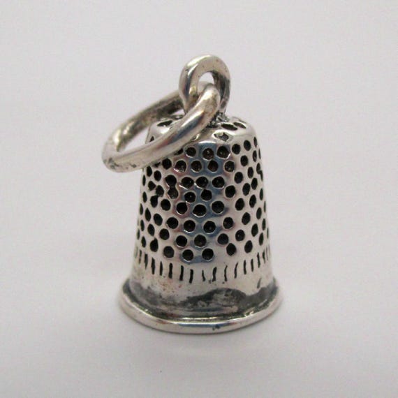THIMBLE CHARM, Silver Thimble, Thimble Necklace, … - image 3
