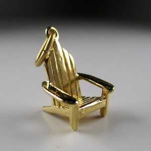 ADIRONDACK CHAIR, Charm, Gold Chair Charm, Sterling Silver, Adirondacks, New York, Vacation, Charm Bracelet, Pendant, Necklace, Gift for Her