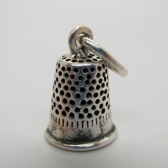 THIMBLE CHARM, Silver Thimble, Thimble Necklace, … - image 1