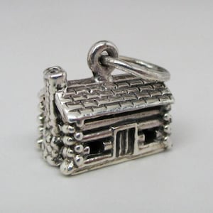 LOG CABIN CHARM, Silver Cabin, Sterling Silver, Charms, Cabin Charm, Rustic Wedding, Silver Jewelry, Charm Bracelet, Brown County Silver