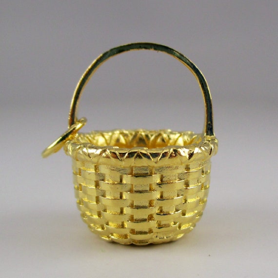 ROUND COUNTRY BASKET,  Gold Basket, Sterling Silv… - image 2