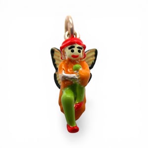 Sterling Silver Enamel Red Hair Fairy Charm for Bracelet Garden Gift Pixie Wings