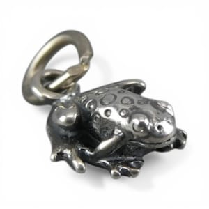 TINY Sterling Silver Frog Charm Miniature Small Finding Jewelry Making Mini