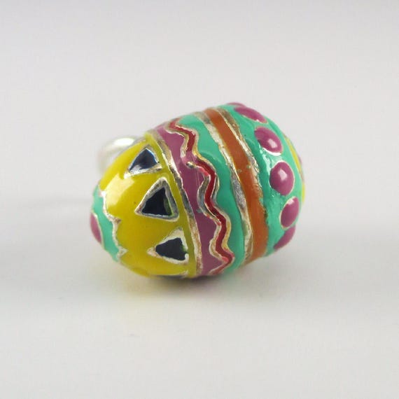 Sterling Silver Enamel Easter Egg Charm, Spring J… - image 5