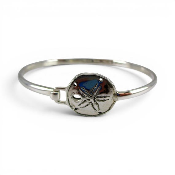Sterling Silver Sand Dollar Bangle Charm Bracelet Beach Vacation Jewelry BCS New