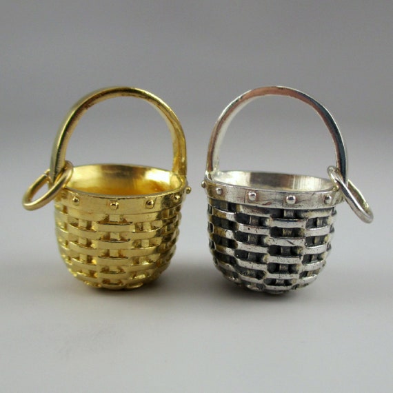 APPLE BASKET CHARM, Basket Charm, Silver Basket, S