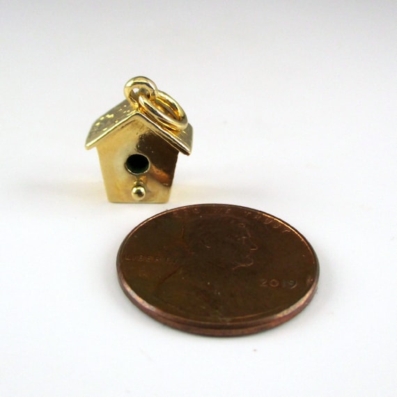 BIRDHOUSE CHARM, Gold Birdhouse, Sterling Silver,… - image 3