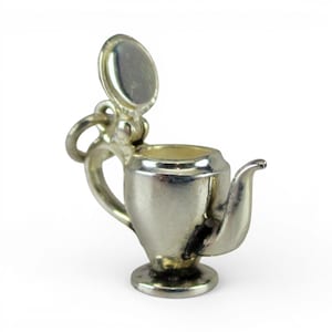 Sterling Silver Coffee Pot Charm for Bracelet Moveable Lid Vintage New Condition