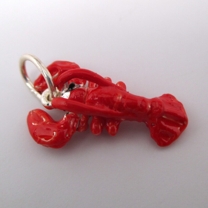 LOBSTER CHARM Lobster Pendant Red Sterling Silver Lobster Etsy