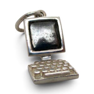 Sterling Silver Desktop Computer Charm for Bracelet Programmer Gift Vintage