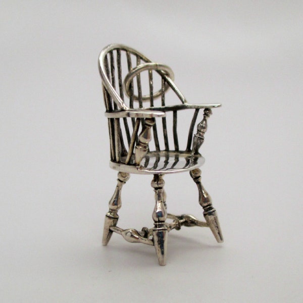 CHAIR CHARM, Windsor Chair, Chair Pendant, Chair Necklace, Silver Chair, Miniature Chair, Charm Bracelet, Antique Collector, Gift for Her