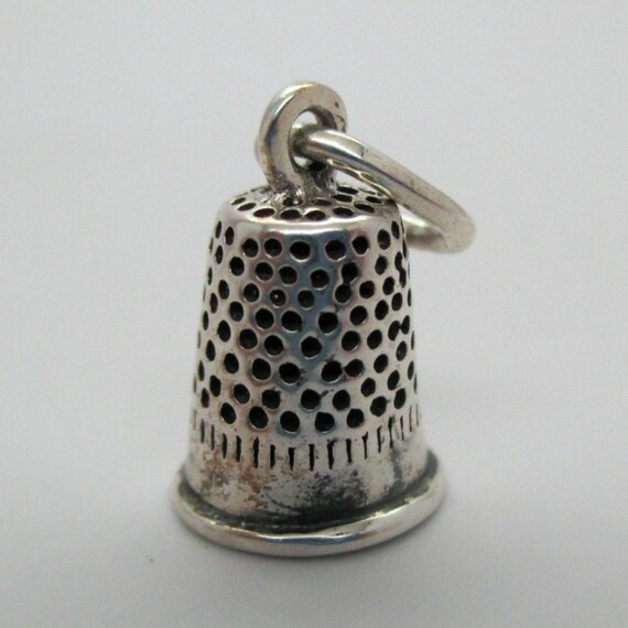 THIMBLE CHARM, Silver Thimble, Thimble Necklace, … - image 4