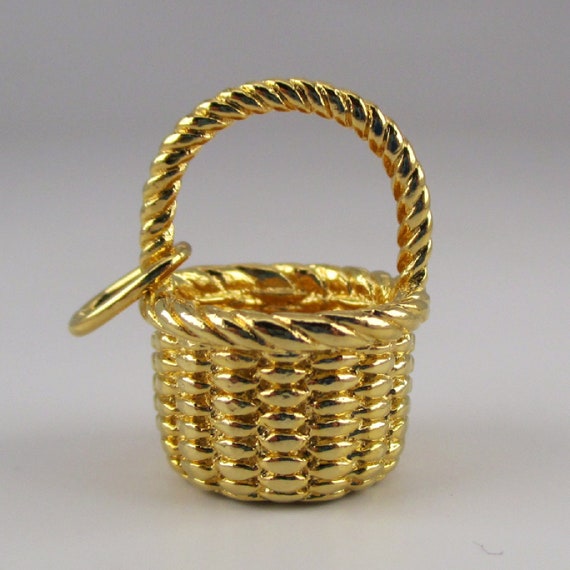 WOVEN BASKET, Basket Charm, Gold Basket, Apple Ba… - image 2