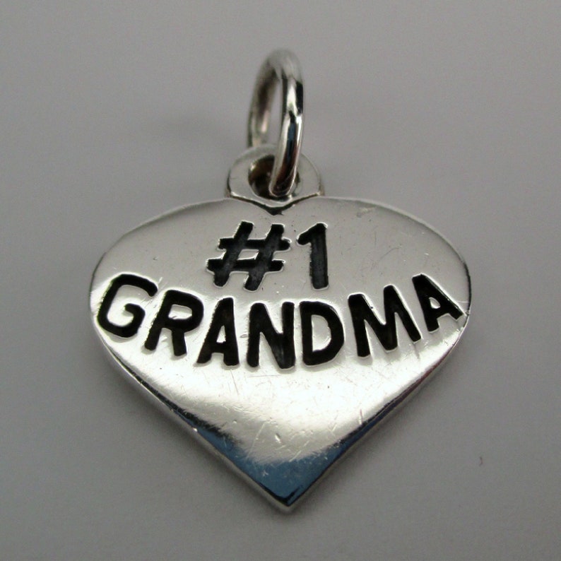 NUMBER 1 GRANDMA, Sterling Silver, Charm, 1 Grandma, Grandmother Gift, Gift for Grandma, Silver Heart, Mothers Day Gift, Charm Bracelet image 2