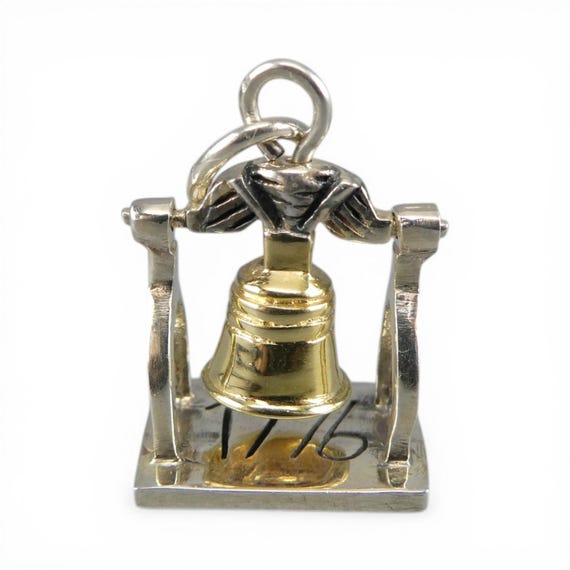 Sterling Silver Liberty Bell Charm for Bracelet Independence Day Gift 1776 Moves