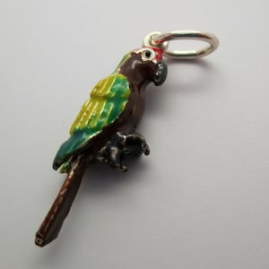 PARROT CHARM, Bird Charms, Sterling Silver, Charms, Bird Jewelry, Bird Lover Gift, Birthday Gift, Bird Pendant, Parrothead, Parrot Jewelry