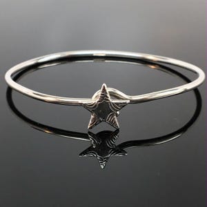 Sterling Silver Star Bangle Charm Bracelet Daughter Friend Gift Stacking BCS New