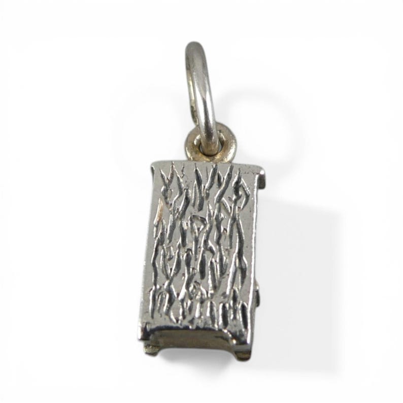 Sterling Silver Hoosier Cabinet Charm for Bracelet Small Vintage Brown County 3D image 3