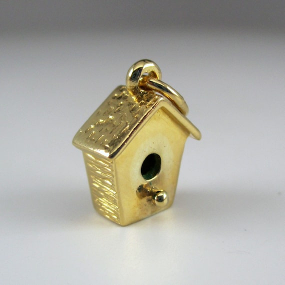 BIRDHOUSE CHARM, Gold Birdhouse, Sterling Silver,… - image 2