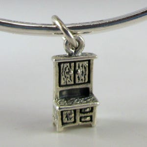 Sterling Silver Hoosier Cabinet Charm for Bracelet Small Vintage Brown County 3D image 7