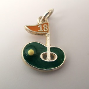 GOLF CHARM, 18th Hole, Golfing Gift, Golf Gift, Golfer Gift, Sterling Silver, Charms, Charm Bracelet, Golf Necklace, Golf Pendant, Golf