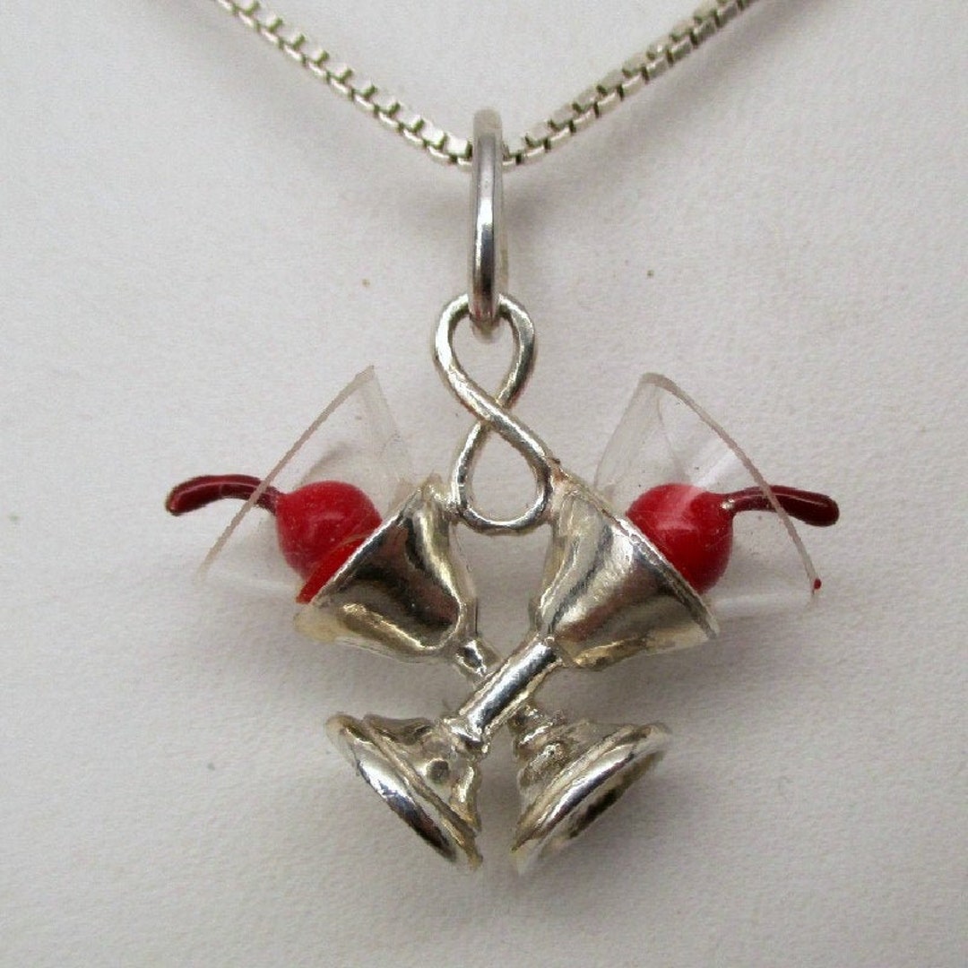 COCKTAIL GLASS CHARM Martini Glass Charm Sterling Silver - Etsy