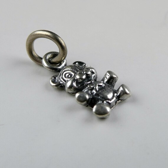 Tiny Sterling Silver Teddy Bear Charm: Jewelry Pe… - image 2