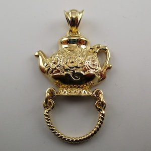 TEAPOT, Charm Holder, Sterling Silver, Gold Vermeil, Tea Lover Gift, Tea Party Gift, Afternoon Tea, Necklace, Pendant, Gold Teapot, Bracelet