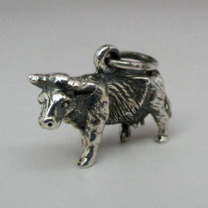 SILVER COW CHARM, Beef Cow, Sterling Silver, Charms, Cattle, Farmer Gift, Farm Wife Gift, Charm Bracelet, Necklace, Pendant, Animal Jewelry