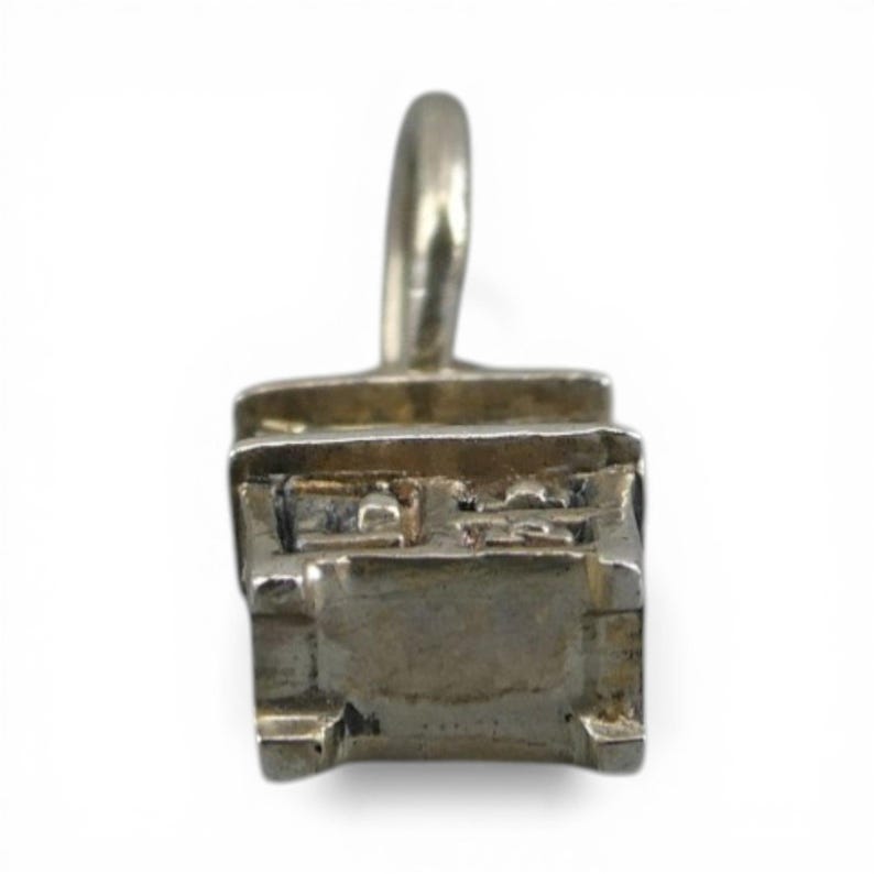 Sterling Silver Hoosier Cabinet Charm for Bracelet Small Vintage Brown County 3D image 5