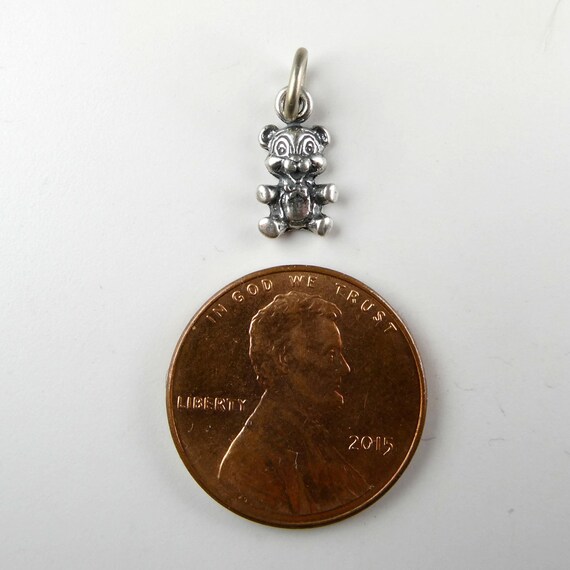 Tiny Sterling Silver Teddy Bear Charm: Jewelry Pe… - image 3