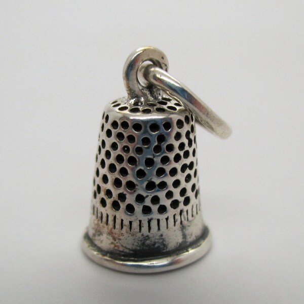 THIMBLE CHARM, Silver Thimble, Thimble Necklace, Thimble Pendant, Sterling Silver, Charms, Sewing Charms, Seamstress Gift, Sewing Jewelry